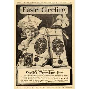 1911 Ad Swift & Co. Premium Ham Bacon Easter Child Chef 