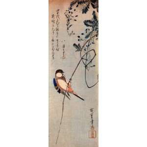   Japanese Art Utagawa Hiroshige A bird on a wisteria