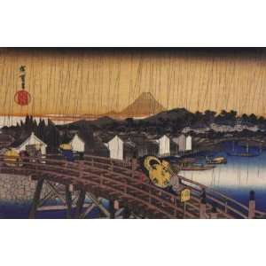   Japanese Art Utagawa Hiroshige A bridge in the rain