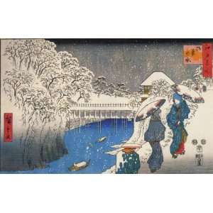   Utagawa Hiroshige Two ladies conversing in the snow
