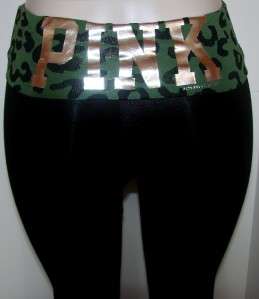 Victorias Secret LOVE PINK MVP Foldover waist Bling Sexy Camo Yoga 