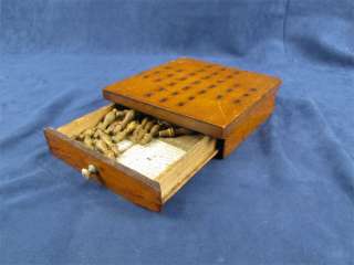 Vintage Wooden Peg Board Game Hand Made With 33 Holes  