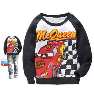 Kids Boys Cartoon McQueen Car Fleece Long SleeveT Shirt Coat 2 8 Years 