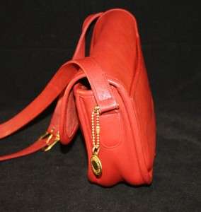   Red Leather Purse Shoulder Cross Body Bag NYC New York 1970s  