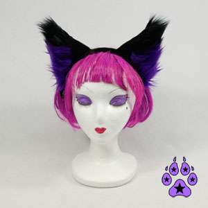   cosplay goth CANINE Anime HEADBAND Hat EARS cat Purple dark FOX  