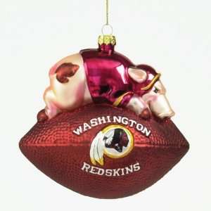   Mouth Blown Glass Mascot Football Christmas Ornament
