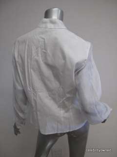 Anne Fontaine White Sheer Sleeve Button Down Blouse 4  