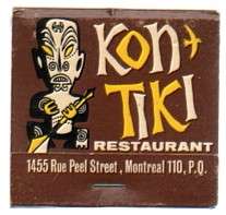 Vintage KON TIKI RESTAURANT Mt Royal Hotel Montreal QC Full Unused 