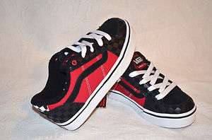 Vans Transistor Skate Shoes Keds SIZE 13 1 5 6 Red Black Leather 