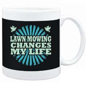 Mug Black  Lawn Mowing changes my life  Hobbies  Sports 