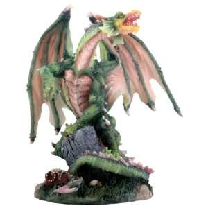  Green Attor Dragon On The Rock Collectible Statue Figurine 