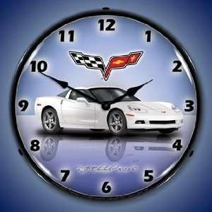  Artic White C6 Corvette Lighted Wall Clock