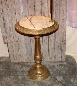 Vintage Marble Brass Floor Lamp End Table  