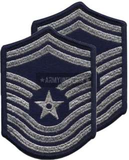 Navy Blue USAF Chief Master Sergeant CMSgt Patch Set  