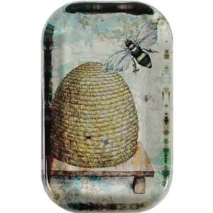 Bee and Hive Design Glass Paperweight 