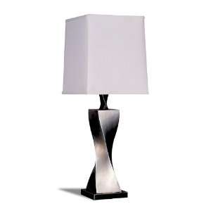 Ultra Modern Style Table Lamp With Square White Lamp Shade In Brushed 