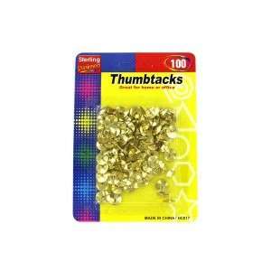  100 Pack Brass Colored Thumbtacks 