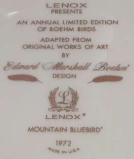 Lenox Boehm Bird Mountain Bluebird Plate  