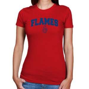  NCAA UIC Flames Ladies Red Logo Arch Slim Fit T shirt 