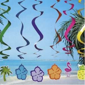   SPIRALS/PALM Tree/HIBISCUS/Pineapple/FLAMINGO/TROPICAL PARTY DECOR/30