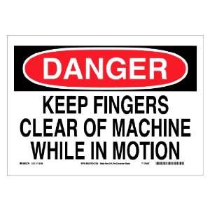   Sustainable Safety Sign, Legend Danger Keep Fingers Clear Of Machine