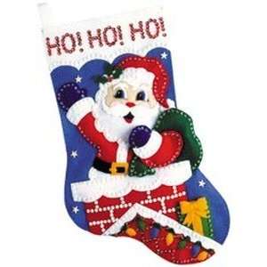  Santa In Chimney Stocking Felt Applique Kit 16 Long Arts 