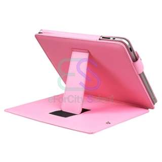 Pink Leather Cover Case+Screen Film for Apple iPad 1 3G  