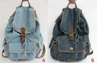 Women Girls Shopper Jeans Backpack School Bag Travel Sling Drawstring 