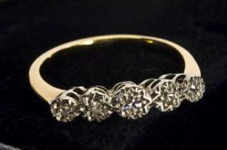   SOLID GOLD OLD VINTAGE NATURAL DIAMOND BAND RING SIZE i (4.5)  