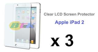 3x Ultra Clear LCD Screen Protector Guard Apple iPad 2  