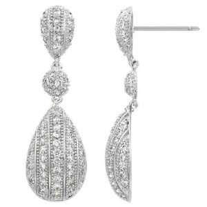  Moas Pave CZ Pear Shaped Dangle Fashion Earrings Jewelry