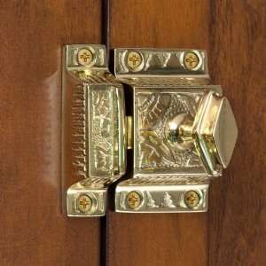 Solid Brass Cabinet Latch with Diamond Knob   Polished & Lacquered 
