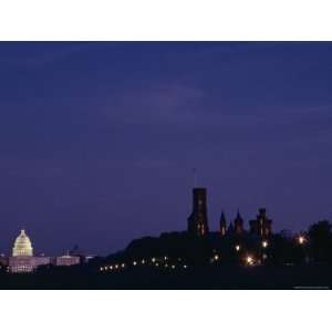 Smithsonian Building and the U.S. Capitol at Night, Washington, D.C 