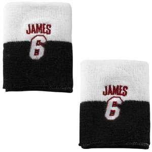 Miami Heat #6 LeBron James White Black Split Player Wristbands  