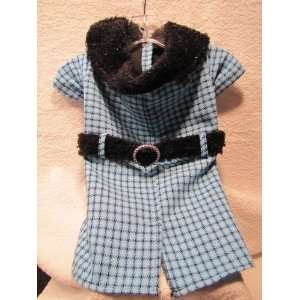   Dog Coat with Faux Fur and Swarovski Buckle LARGE 