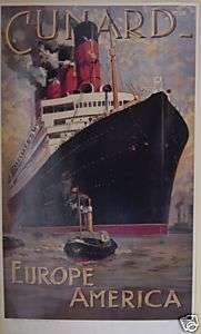 Cunard Aquitania Steam Ship Poster  