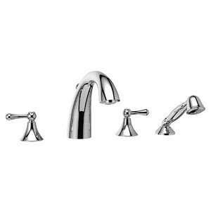   MA12L 4 Piece Deck Mount Faucet With Hand Shower Brushed Nickel Gold