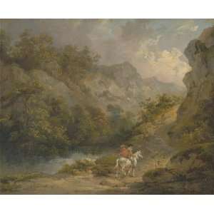   Rocky Landscape with Two Men on a Horse 29.0 X 24.0 