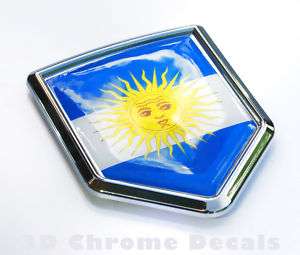 Argentina Flag Car Chrome Emblem 3D Decal Sticker  