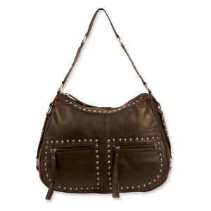  Brown Leather Studded Hobo Bag Jewelry