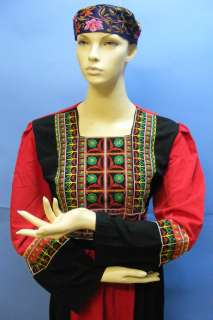 BEDOUIN Islamic Arabic Red Black Modern Embroidered Ethnic Maxi Dress 