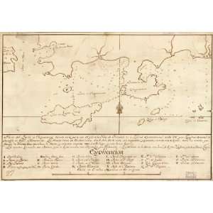  1700s map of Trinidad & Tobago, Chaguaramas,