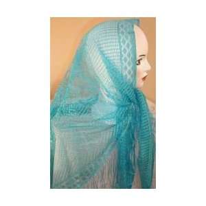  A zaras Turquoise Veil Headcovering with Fringes 