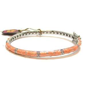 Lauren G Adams Rhodium Plated Stackable Coral Enamel And CZ Stations 