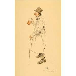  1911 Print Old Man Beer Ale Hat Overcoat Study Belcher 