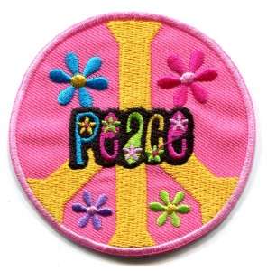 Peace sign hippie retro applique iron on patch new S 23  