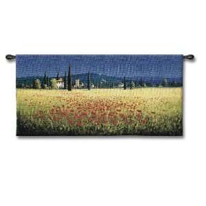  Fine Art Tapestry Tuscan Panorama Poppies Rectangle 0.53 x 
