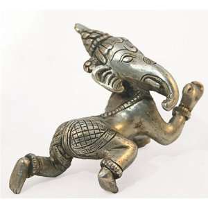 Crawling Baby Ganesh Small Statue, pewter over bronze   B 602