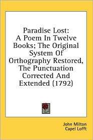 Paradise Lost, (054890958X), John Milton, Textbooks   