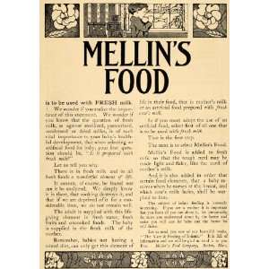  1908 Ad Mellins Food Company Fresh Milk Baby Infant 